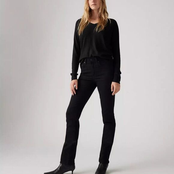 Levi's Denim - Levi's 724 High Rise Straight Leg Jeans Black Women's Size 32